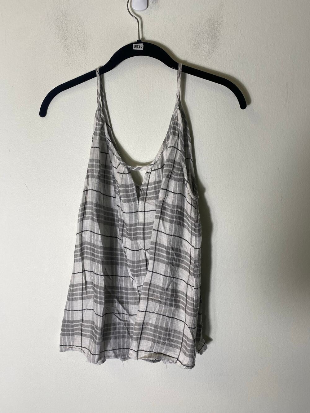 Rory Beca Grey/White/black Plaid Tank Sz M